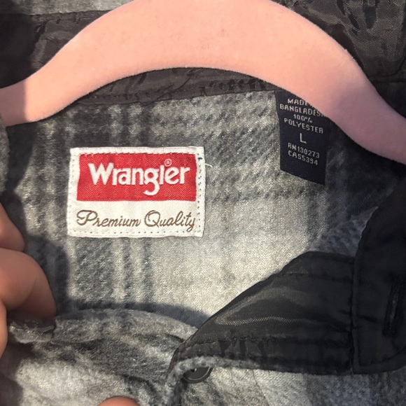 Wrangler Black and Gray Plaid Button Down Shirt - Picture 2 of 2